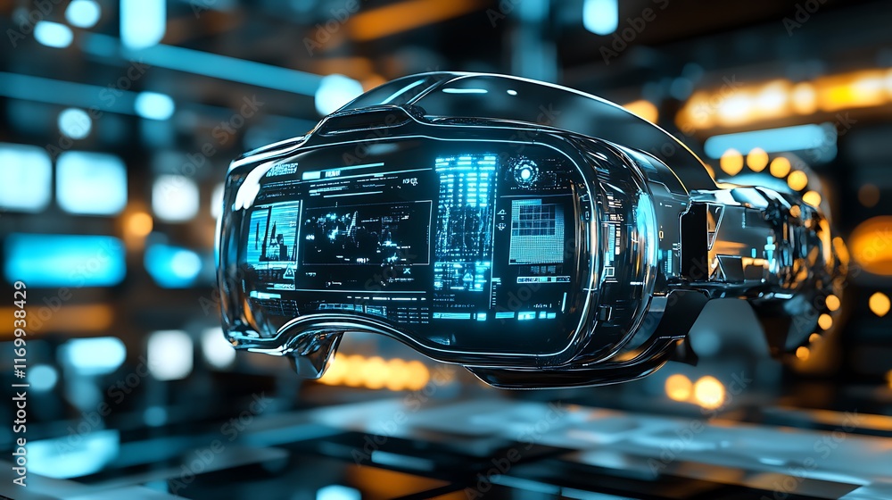 Futuristic Head Mounted Display Shows Advanced Technology Futuristic Head Mounted Display Shows Advanced Technology