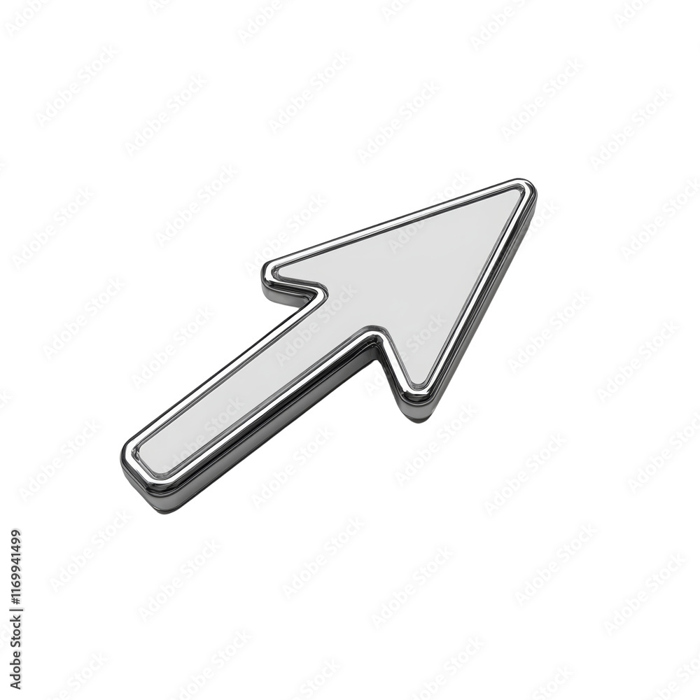 Stylish arrow icon in silver color design. Stylish arrow icon in silver color design.