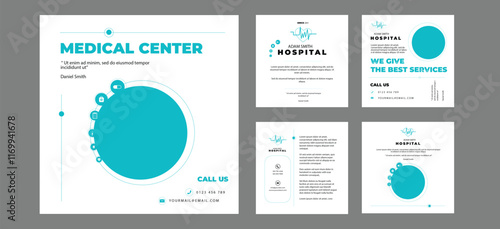Medical health clinic template for social media post vector template. Medical social media post template. Medical social media banner or square social media post banner.