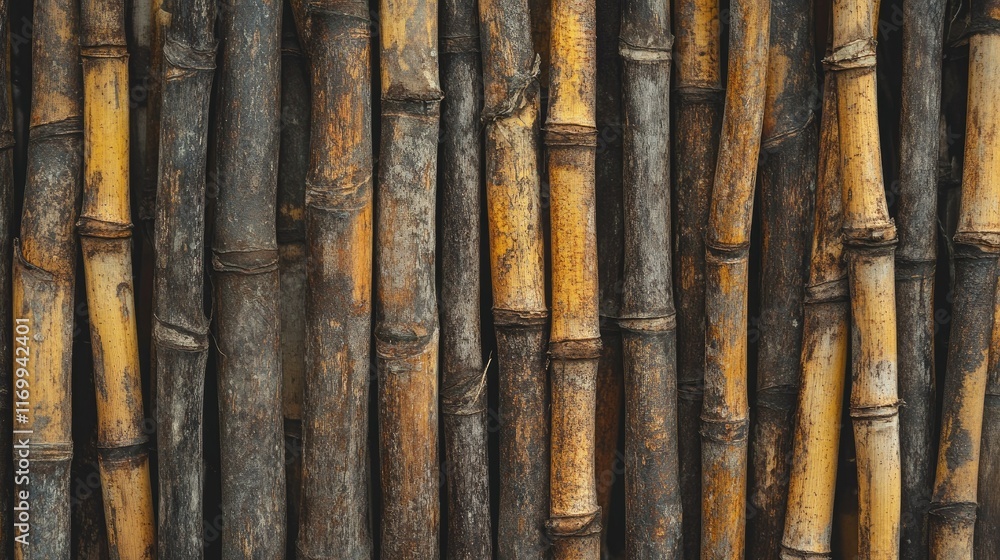 Close-Up View of Textured Bamboo Sticks on Rustic Background Close-Up View of Textured Bamboo Sticks on Rustic Background