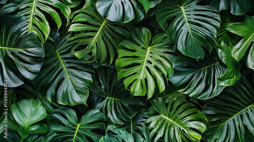 custom made wallpaper toronto digitalLush Tropical Monstera Leaves Background Green Foliage Texture
