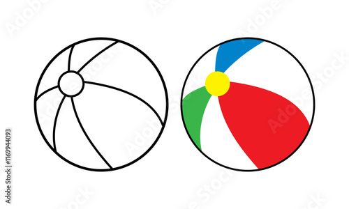 Beach ball icon isolated vector illustration sign symbol on white background.
