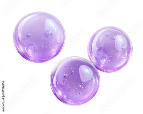 Three translucent purple bubbles floating.