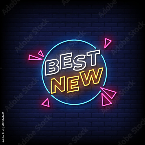 best new neon sign style with brick wall background vector
