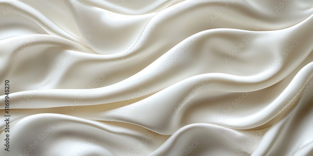 Obraz premium Elegant ivory satin fabric with soft, flowing waves.