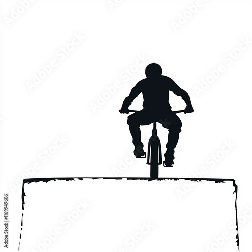 Boldly Leaping Cyclist Silhouette: Vector Art Illustration in Minimalist Style. AI Generated photo