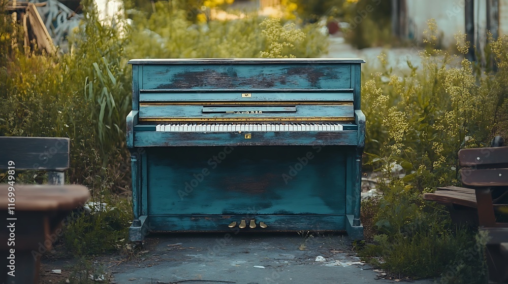 Forgotten Melodies: A Weathered Piano in Nature's Embrace Forgotten Melodies: A Weathered Piano in Nature's Embrace