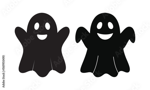 Spirited Designs Flat Vector Illustrations of Halloween Ghosts.