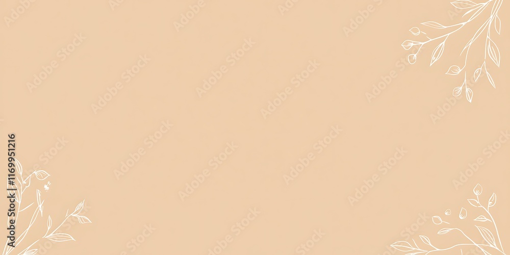 Peach background floral corner design. Peach background floral corner design.
