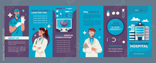 Creative medical health care trifold brochure design, Modern company or business trifold brochure template layout. Medical, health care Trifold brochure template