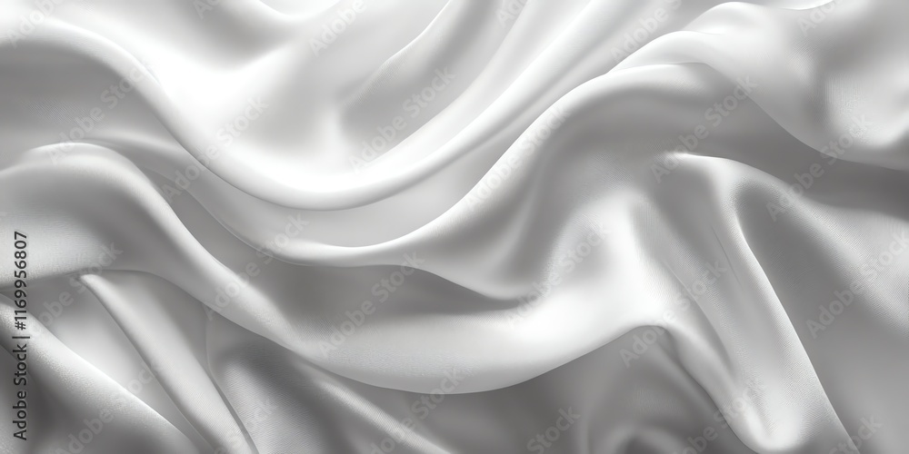 Obraz premium Smooth white satin fabric with elegant waves and folds.
