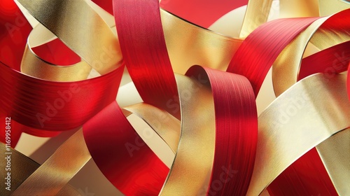 Wallpaper Mural Abstract D flowing ribbons in bright red and gold hues, creating a sense of movement. No text, no people. Torontodigital.ca