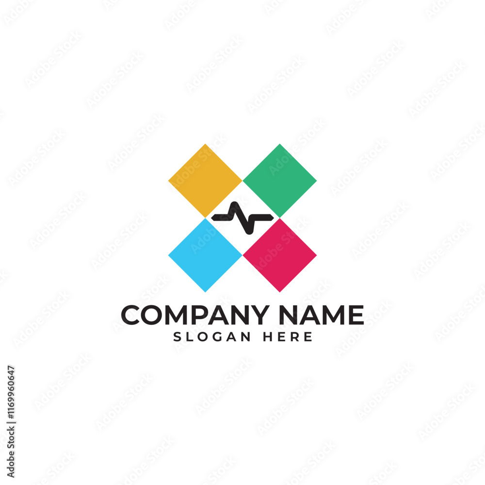 medical cross logo composed by colorful squares. A dynamic heartbeat line cuts through the center, symbolizing vitality, healthcare, for clinics, hospitals, or health-related businesses. medical cross logo composed by colorful squares. A dynamic heartbeat line cuts through the center, symbolizing vitality, healthcare, for clinics, hospitals, or health-related businesses.
