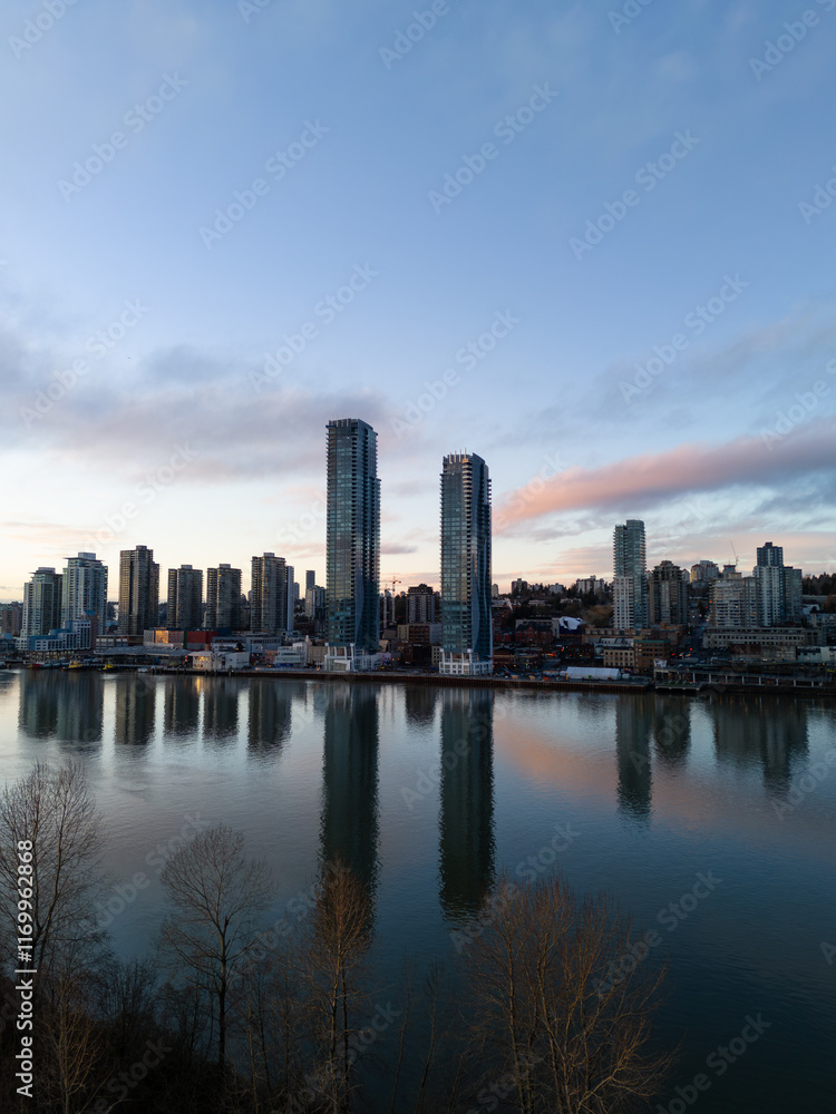 Waterfront High-Rise Skyline View of New Westminster in Vancouver, BC, Canada Waterfront High-Rise Skyline View of New Westminster in Vancouver, BC, Canada
