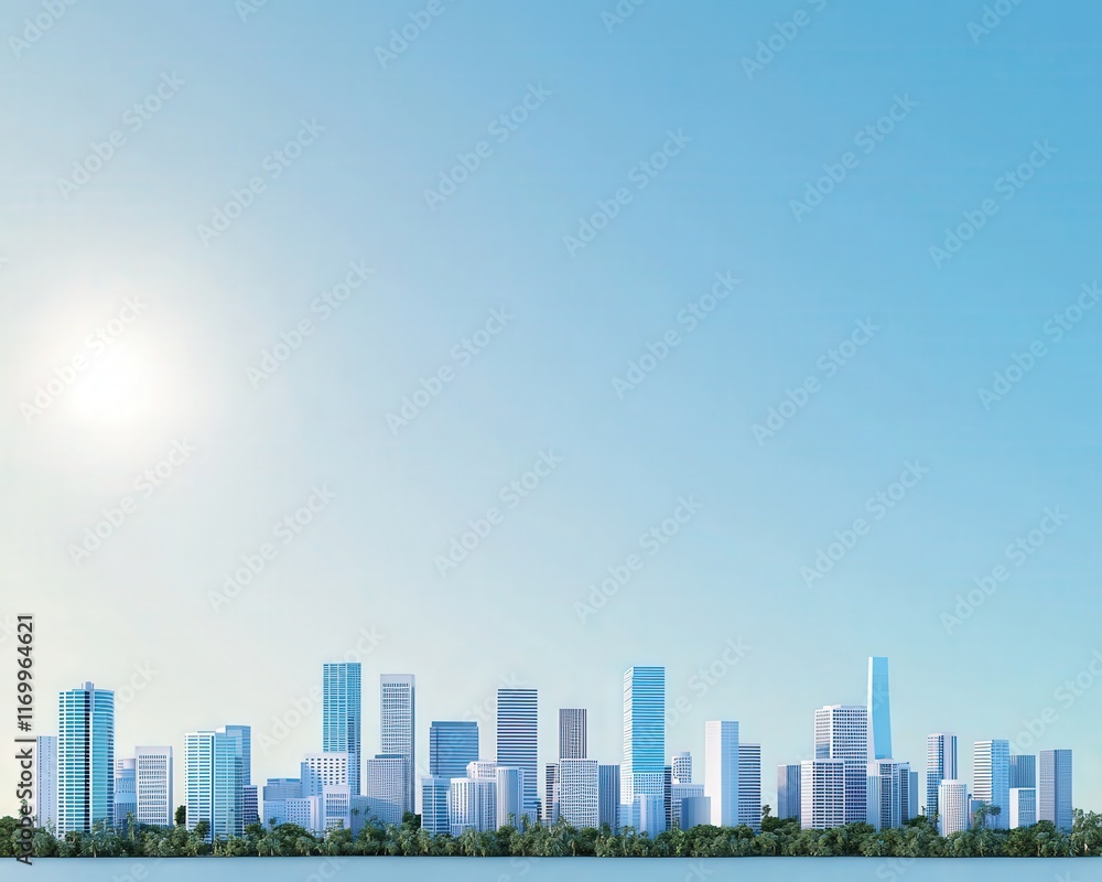 Fototapeta premium Cities with clean skies and solar-powered infrastructure combating CO2