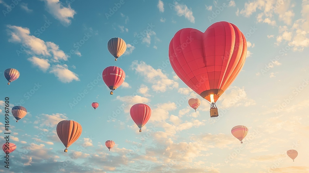 Obraz premium Heart-Shaped Hot Air Balloons