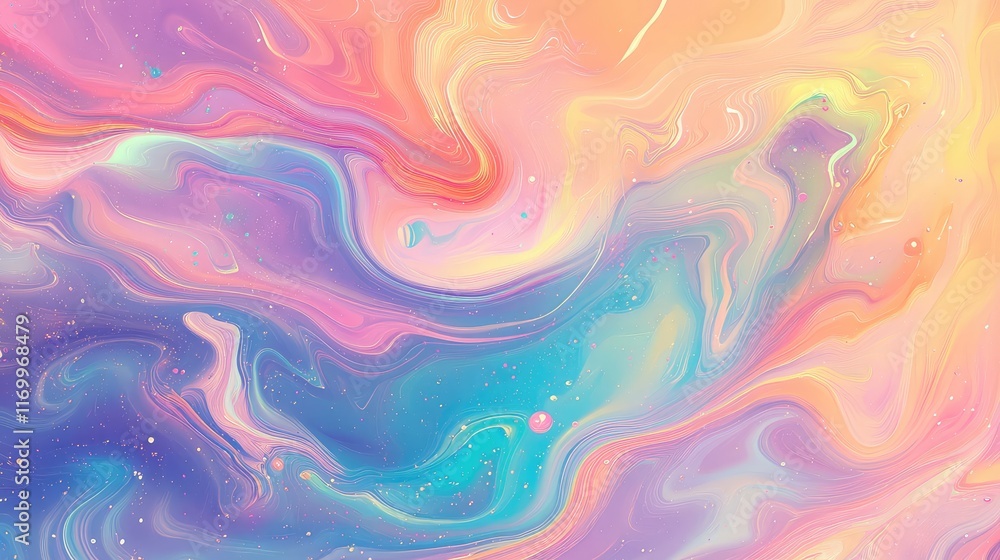 Obraz premium Gradient background in pastel rainbow hues, transitioning smoothly for a whimsical effect. No text, no people.