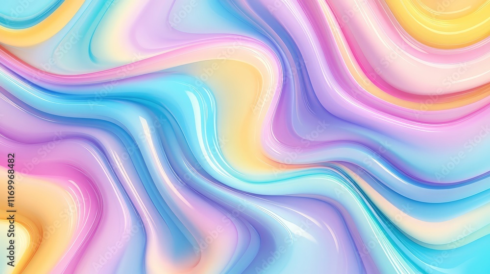 Obraz premium Gradient background in pastel rainbow hues, transitioning smoothly for a whimsical effect. No text, no people.