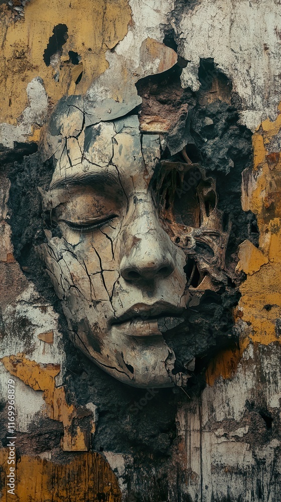 Decaying Face: A Surrealist Masterpiece Decaying Face: A Surrealist Masterpiece