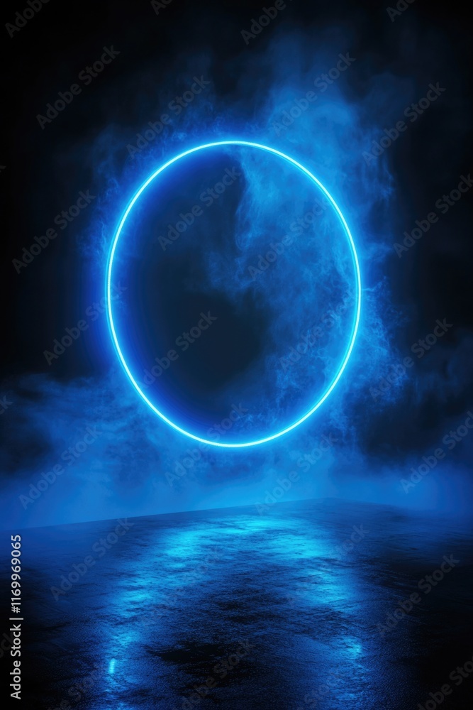 A mysterious, circular light with a glowing ring emanates from a portal against the backdrop of darkness, creating an otherworldly atmosphere. The electric blue hue adds to its futuristic design. A mysterious, circular light with a glowing ring emanates from a portal against the backdrop of darkness, creating an otherworldly atmosphere. The electric blue hue adds to its futuristic design.