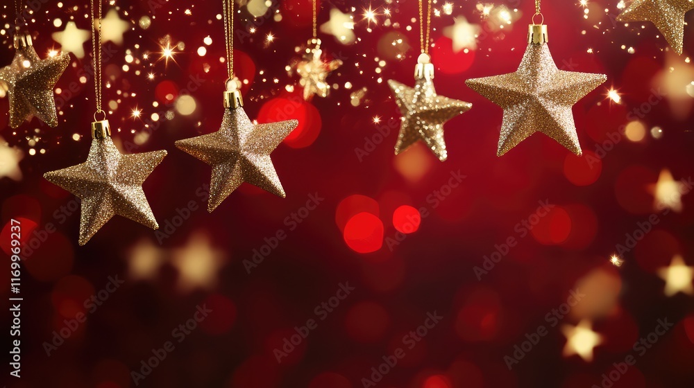 Holiday background with scattered golden stars and soft red gradient lighting. No text, no people. Holiday background with scattered golden stars and soft red gradient lighting. No text, no people.