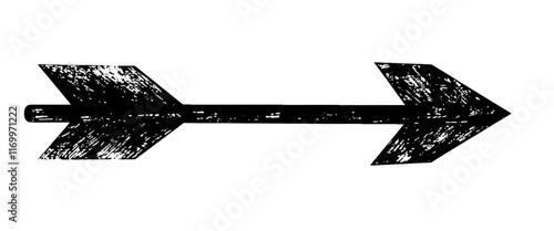 Vector style Brush stroke of black grunge arrow symbol brush paint.