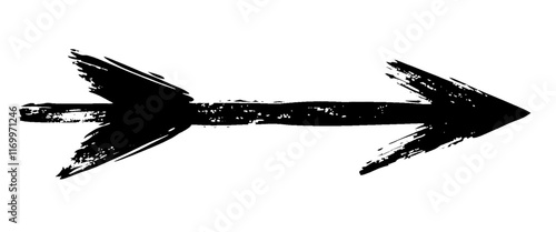Vector style Brush stroke of black grunge arrow symbol brush paint.