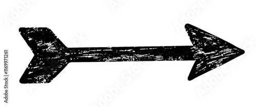 Vector style Brush stroke of black grunge arrow symbol brush paint.
