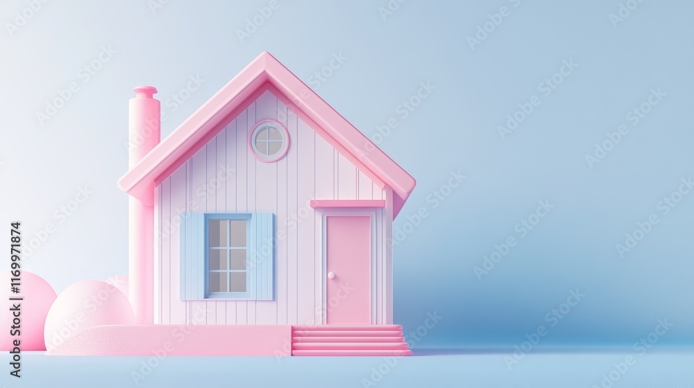 Charming pink house with soft pastel colors. Charming pink house with soft pastel colors.