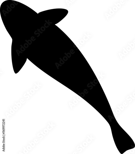 hand drawn top view of fish illustration.