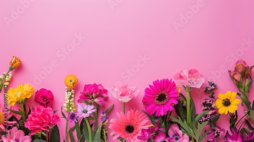 Wallpaper Mural Fashionable floral border featuring vivid and bright colors. Delicate petals forming an eye-catching border design that adds a touch of elegance and charm. Ideal for various decorative uses like Torontodigital.ca