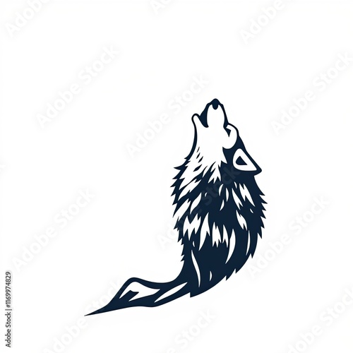 A stylized wolf howling at the moon design photo