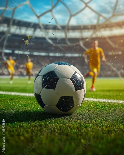 Exciting soccer action during a match.