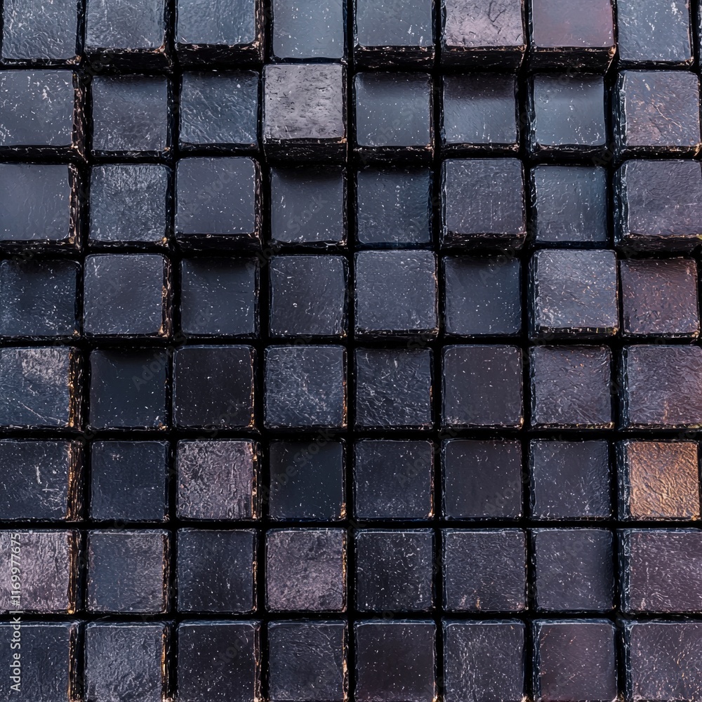Dark Polished Mosaic Tiles Hexagonal 3D Cube Wall Texture Background Dark Polished Mosaic Tiles Hexagonal 3D Cube Wall Texture Background
