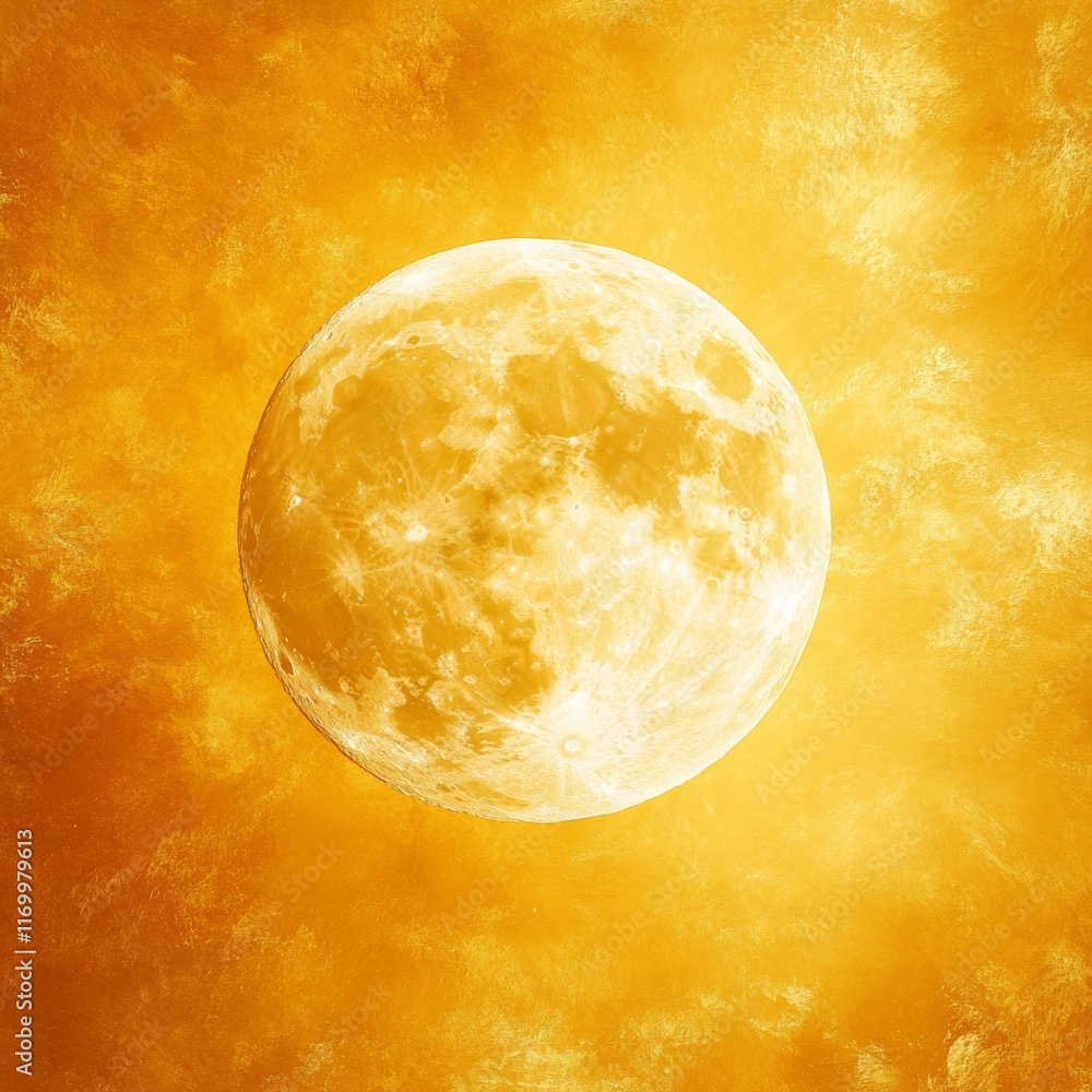 Radiant moon surrounded by golden hues. Radiant moon surrounded by golden hues.