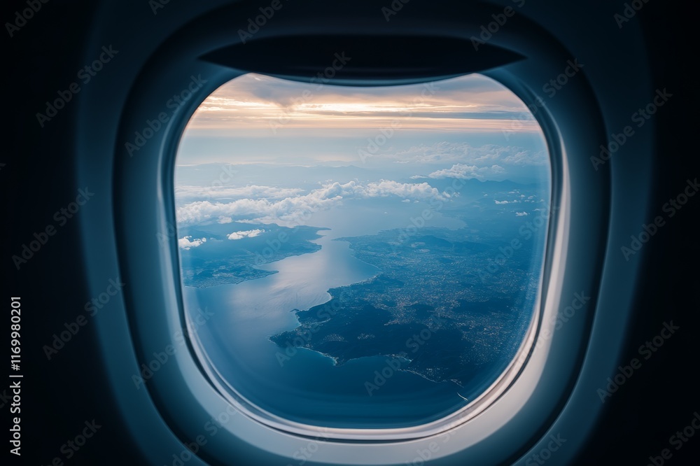 Scenic view from an airplane window. Scenic view from an airplane window.