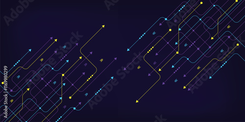 Circuit connect lines and dots. Network technology and Connection concept. Decentralized network nodes connections