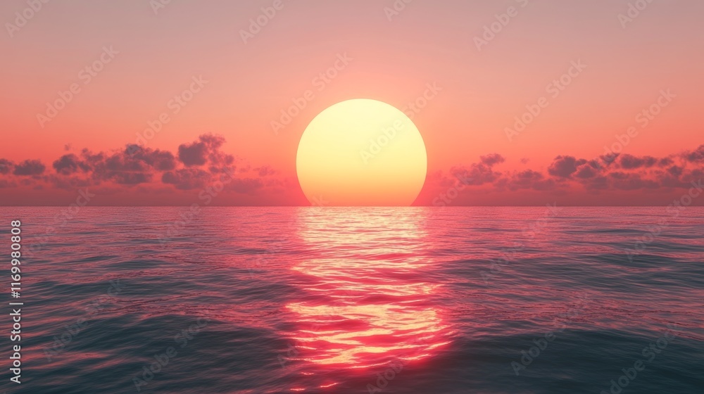 Serene sunset over tranquil ocean waters. Serene sunset over tranquil ocean waters.