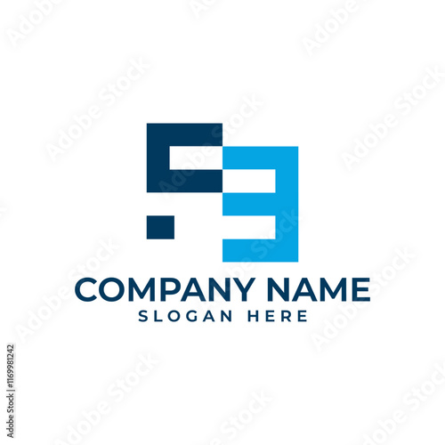 "F" and "E" combined in a unique geometric design. Blue color conveys trust and technology. Suitable for tech companies and businesses seeking a strong and professional brand identity.
