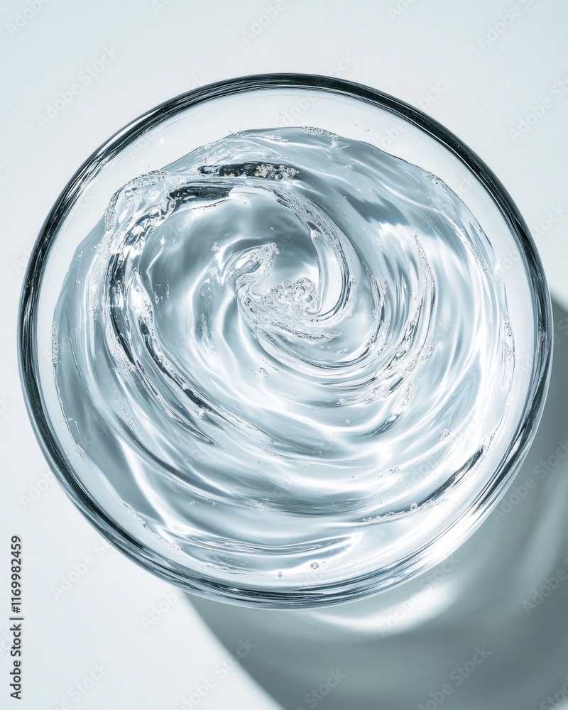 Swirling water in a clear glass from above. Swirling water in a clear glass from above.