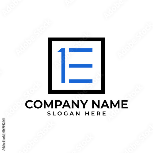 "1" and "E" combined in a unique and modern design. Blue color conveys trust and technology. Suitable for tech companies and businesses seeking a strong and professional brand identity