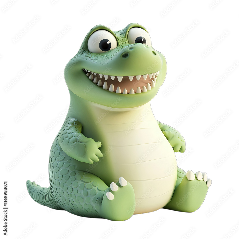 Fototapeta premium Charming Cartoon Crocodile Illustration: A Playful Green Reptile Bursting with Joy and Friendly Charm