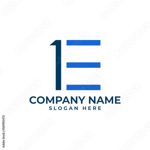 "1" and "E" combined in a unique and modern design. Blue color conveys trust and technology. Suitable for tech companies and businesses seeking a strong and professional brand identity