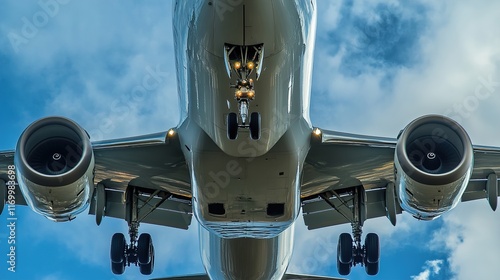 Airplane Landing: Stunning View of Jet's Undercarriage photo