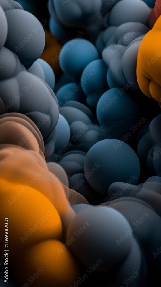 Obraz premium Abstract 3D Render Blue and Orange Sphere Background