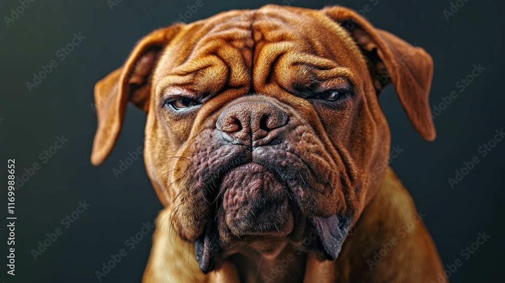 A large and expressive bulldog with a prominent nose and deep-set eyes, conveying a strong personality. A large and expressive bulldog with a prominent nose and deep-set eyes, conveying a strong personality.