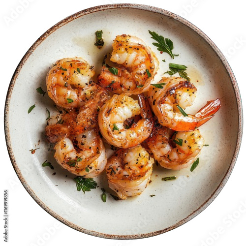 Collection of PNG. A Plate of Cooked Shrimp, isolated on a transparency background. photo