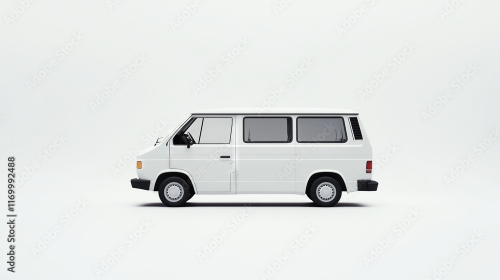 Fototapeta premium A white van ,Full depth of field, isolated on white background