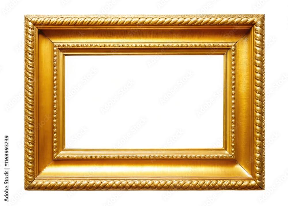 A luxurious 2x3 gold rectangle, cut-out frame, ideal for invitation card design. Isolated. A luxurious 2x3 gold rectangle, cut-out frame, ideal for invitation card design. Isolated.