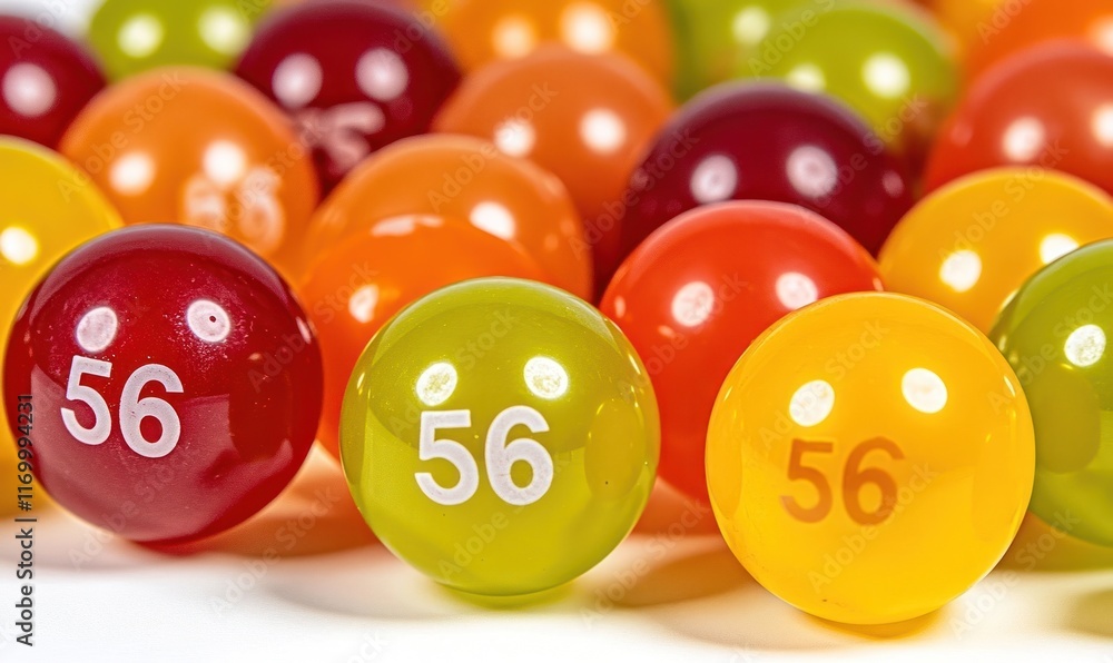 Colorful numbered spheres on white background, close-up, supplement Colorful numbered spheres on white background, close-up, supplement